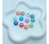 XHYXWN 30 Pezzi di Perline sfuse in Ceramica Devil Eye da 15 mm, Perline distanziatrici in Ceramica Colorate a Forma di Fiore, per Braccialetti di Perline Fai da Te, collane, Orecchini e creazione