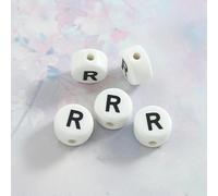 XHYXWN 50 Pezzi di Perline con Lettere digitali da 10 mm, Perline di Ceramica Piatte e Rotonde, per Braccialetti, collane e Portachiavi Fai da Te con Perline