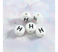 XHYXWN 50 Pezzi di Perline con Lettere digitali da 10 mm, Perline di Ceramica Piatte e Rotonde, per Braccialetti, collane e Portachiavi Fai da Te con Perline