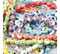 XHYXWN 50 Pezzi di Perline sfuse in Ceramica Devil Eye da 8/10 mm, Perline Rotonde in Ceramica Smaltata Colorate, per Braccialetti, collane, Orecchini e creazione di Gioielli Fai da Te Fatti a Mano
