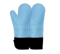 XHZMDWOU Guanti Barbecue Grigliare Guanti da Forno in Silicone Guanti con Fodera in Cotone Spesso Trapuntato Guanti Morbidi for Microonde Guanti da Forno Professional(A,155g)
