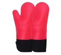 XHZMDWOU Guanti Barbecue Grigliare Guanti da Forno in Silicone Guanti con Fodera in Cotone Spesso Trapuntato Guanti Morbidi for Microonde Guanti da Forno Professional(Rot,153g)
