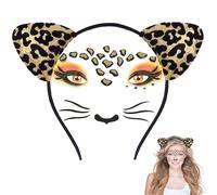 XIABYAYU Fascia per Orecchie di Leopardo, Cerchietto Orecchie Leopardo, Copricapo Animali, Adesivi Leopardati, Accessori Leopardo per Carnevale Fête à Thème Cosplay