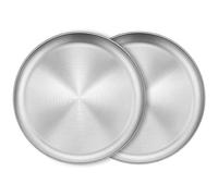 XIACIBDUS 2 piatti rotondi in acciaio inox, vassoio, piatto ovale, piatto di carne, piatto di riso, piatti ovali retro tappetino rotondo piatto da portata argento