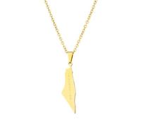 XIAFH Collana con ciondolo a forma di mappa e bandiera di Israele e Palestina, per donne e ragazze, in acciaio inossidabile, regolabile, collana Israele geometrica etnica, gioielli regali, Misura