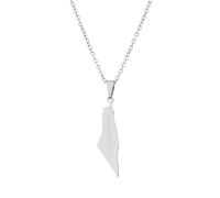XIAFH Collana con ciondolo a forma di mappa e bandiera di Israele e Palestina, per donne e ragazze, in acciaio inossidabile, regolabile, collana Israele geometrica etnica, gioielli regali, Misura