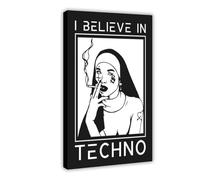 XIAGN Poster su tela, motivo: Raver Religion Techno, decorazione per camera da letto, ufficio, camera da letto, regalo, 20 x 30 cm