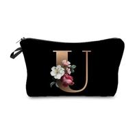 XIAHIOPT Borsa da viaggio da donna con lettera dorata, borsa da viaggio per damigella d'onore, portatile, per telefono e cosmetici, con lettere dalla A alla Z, u