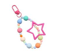 XIAHIOPT Dopamina Portachiavi Bead Wristlet Keyholder Hollow Star Charm Portachiavi per Borsa Gioielli Dolci Donne Zaino Ornamento, Rosso rosato