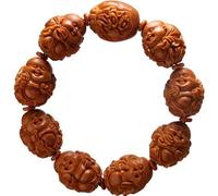 XIALON 1,8 cm* 2,2 cm Olive Core Bracelet otto Major Maitreya intagliato a mano vecchio olio cuore bracciale, legno, senza pietre preziose, Legno, Senza pietre preziose
