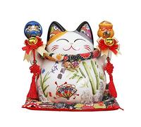 XIALON 20,8 cm in ceramica gatto fortunato Maneki Neko Fortune Cat Feng Shui Crafts Salvadanaio Decorazione per la casa