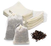 Xialvyu 40 sacchetti per spezie, bustine da tè con coulisse, 20 sacchetti per spezie da 15 x 10 cm e 20 sacchetti da 10 x 8 cm, in mussola di cotone per tè, caffè, spezie