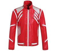 Xiami Leyuan ROSSO Costume Biker Giacca in Pelle Cosplay per Michael J Giacca Beat Jacket Rosso M