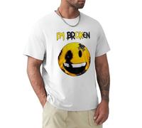 XIANG LIU JI Confused Smile I'm Broken Invisible Illness I'm Ok Broken T-Shirt Mens Unisex White Tees XL