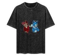 XIANG LIU JI Good vs Evil Doberman Pinscher Wolf Dog T-Shirt Mens Unisex Black Tees XL