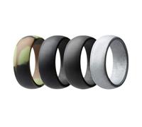 Xiang Ru 1/3/4/10 anelli di gomma siliconica per matrimonio anelli impilabili per uomini e donne e Senza metallo, 19,5, colore: 4 pezzi (mimetico+grigio scuro+nero+argento), cod. 328091GJZ0797