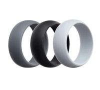 Xiang Ru 1/3/4/10 anelli di gomma siliconica per matrimonio anelli impilabili per uomini e donne e Senza metallo, 7, colore: 3 pezzi (nero+grigio+bianco)., cod. 328091GJZ0788
