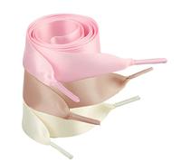 Xiang Ru Underground Kulture - Confezione da 3 lacci piatti, 20 mm, in raso di ricambio per scarpe da pallacanestro, Beige/rosa pallido/rosa, Longueur 1m