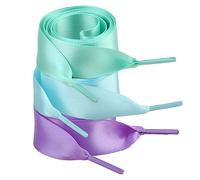 Xiang Ru Underground Kulture - Confezione da 3 lacci piatti, 20 mm, in raso di ricambio per scarpe da pallacanestro, viola/azzurro/blu, Longueur 1m