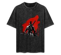 XiangGuFeiNiuWei SEKIRO Shadows Die Twice Summer Casual Tee Short Sleeve Crew Neck Cotton Tops Unisex Washed Vintage T-Shirt Black S