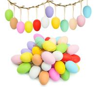 XIANGLONGY 36 Uova di Pasqua Decorative da Appendere, Uova Colorate 6×4 cm per Albero di Pasqua, Ghirlande e Tavola, Set Uova Pasquali da Decorare e Dipingere, Colori Assortiti