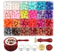 Xiangmall Sigillo Ceralacca Set 600 Pezzi Perline Ceralacca Kit Retro Sigillo di Cera Ottagonali con Timbri Scalda Ceralacca Candele da Tè Cucchiaio Per Matrimonio Buste Cartoline Regalo Festival