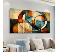 XIANGPEIFBH Decorazione murale su tela con un classico dipinto astratto moderno con cerchi e linee, per il soggiorno e la casa 70x150cm(28x60inch) Senza cornice