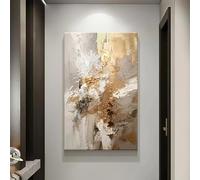 XIANGPEIFBH Grande poster su tela con stampa artistica astratta - Elegante motivo a vortice dorato, bianco e nero, decorazione da parete per il soggiorno Senza cornice 40x60cm(16x24inch)