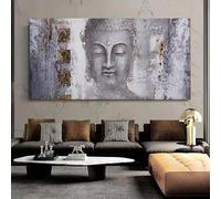 XIANGPEIFBH Quadro astratto di Buddha su tela, grande dipinto moderno di Buddha per soggiorno, stampe artistiche da parete, poster 50x100cm(20x39inch) Senza cornice