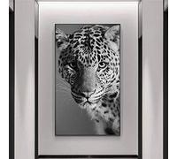 XIANGPEIFBH Quadro su tela Leopardo in bianco e nero Pantera Animali Pantera Poster e stampe Immagini di arte della parete per la decorazione domestica Cornice interna 70x105cm (28x41inch)