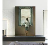 XIANGPEIFBH Salvador Dalì Donna alla finestra, dipinti su tela, poster e stampe, quadri da parete per l'arredamento del soggiorno 70x120cm Non incorniciato