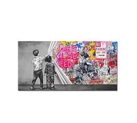 XIANGPEIFBH Solleva la tenda L'AMORE È TUTTO CIÒ DI CUI ABBIAMO BISOGNO Graffiti Art Canvas Painting Street Art Poster Stampa Immagine per Arredamento Soggiorno 35x70cm(14x28inch) Cornice interna