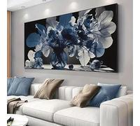XIANGPEIFBH Stampa artistica su tela floreale con natura morta blu e bianca, per soggiorno o camera da letto, design astratto con vaso, decorazione per la casa, cornice interna da 35x70cm/14x28in