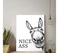 XIANGPEIFBH Stampa su tela HD, poster, arte murale classica vintage, divertente dipinto di un asino, per la decorazione di casa, bagno, toilette, camera da letto 50x75cm(20x30inch) Cornice interna