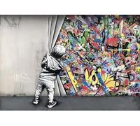 XIANGPEIFBH Street Art Banksy Graffiti Wall Art Dietro le quinte Dipinti su tela Quadri murali per l'arredamento della casa Giclée Artwork 50x75cm/20x30inch