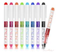 XiangSKY Set di 8 penne stilografiche colorate usa e getta, con pennino EF, inchiostro multicolore, punta fine, per schizzi, diari, calligrafia, scuola, ufficio, idea regalo (colorate)