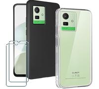 Xiangyun Cover per Cubot Note 50 1* Trasparente + 1* Nero Custodia + 2 X Film di Vetro Temperato Pellicola Protettiva, Caso Silicone TPU Bumper Morbido Shell Case (6.56")
