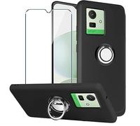 Xiangyun Cover per Cubot Note 50 Custodia + 1 X Film di Vetro Temperato protezione+ Anello Supporto Cellulari - Caso Silicone Nero Protettiva TPU Bumper Morbido Shell Case (6.56")