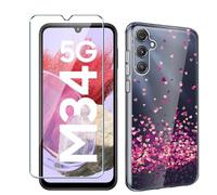Xiangyun Cover per Samsung Galaxy M34 5G Custodia + 1 X Film di Vetro Temperato protezione- Crystal Clear Caso Silicone Trasparente Protettiva TPU Bumper Morbido (6.5" Pattern Printing, WM85)