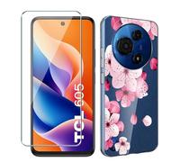 Xiangyun Cover per TCL 605 Custodia con 1 Pezzo Vetro Temperato Pellicola Prottetiva - Trasparente Caso Silicone Crystal Clear Protettiva TPU Bumper Morbido Shell Case (6.67" WM113)