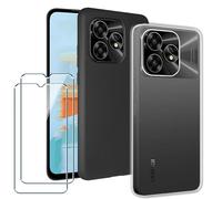 Xiangyun Cover per Umidigi G5A 1* Trasparente + 1* Nero Custodia + 2 X Film di Vetro Temperato Pellicola Protettiva, Caso Silicone TPU Morbido Shell Case (6.52")