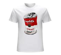 XiangZai Child Andy Warhol Campbell's Crumpled Red Pop Art. Crew Neck Unisex Short Sleeve T-Shirt White M