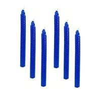 XIANGZHU Set di 6 candele in cera d'api blu, candele in cera d'api in elegante candelabro non profumato, senza fumo e inodori, candele arrotolate a mano, perfette per cene, feste, matrimoni o