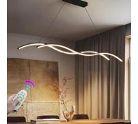 XIANHE LED Lampada a Sospensione 55W Dimmerabile per Lampada da Pranzo da Tavolo da Pranzo Lampadario Moderna Ondulato con Telecomando Sala da pranzo Ufficio Cucina Soggiorno Lampadari (Nero, L120cm)
