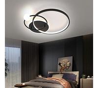 XIANHE Plafoniera LED Soffitto Dimmerabile Soggiorno Lamp Moderno il giro 35W 3200LM Design con telecomando Lampada a Sospensione per Cucina Sala Pranzo Ufficio Scala Salotto Lampadari (52CM, Nero)
