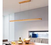 XIANHE Tavolo da Pranzo Legno Lampadario LED Lampada a Sospensione Dimmerabile con Telecomando Plafoniera per Isola Cucina Sala da Pranzo Soggiorno Bar Altezza Regolabile L120cm Colore Legno