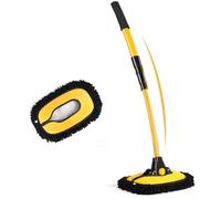 XIANTENG Arco di 15° Spazzola Lavaggio per BMW 5 Series G30/G31 2017-2023 Scopa Telescopica Microfibra AntiGraffio Strumento Pulizia Manico Lungo Curvo Cura Tetto Auto Umido,Black And Yellow