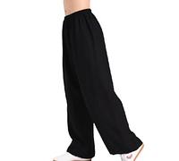 XianXinXn Pantaloni Tai Chi Unisex in Morbido Cotone e Lino Traspirante Pantaloni da Allenamento per Yoga Marziale Kung Fu Nero 3XL