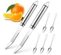 xianzhanEU 2 coltelli da pompelmo curvo, pelapatate pompelmo, coltello da pompelmo seghettato per pompelmo e arance utensili da cucina con 5 cucchiai di pompelmo