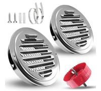 xianzhanEU 2 Pcs Griglia Aerazione, Griglia Ventilazione 100mm, Con Trapano In Metallo E 2 Fascette Stringitubo In Acciaio Inox, Per Kitchen Cabinet Shower Room